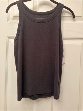 American Eagle Outfitters Dark Charcoal Ribbed Tank Top